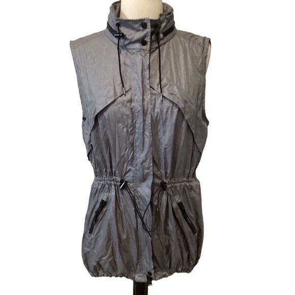 LOFT LOU & GREY sleeveless rain jacket athletic vest gray utilitarian Small - Picture 4 of 15